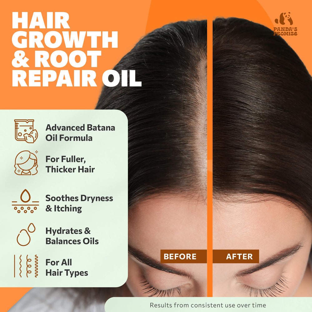 Panda's Promise Batana Oil - aplicación ligera para suavizar el cabello.