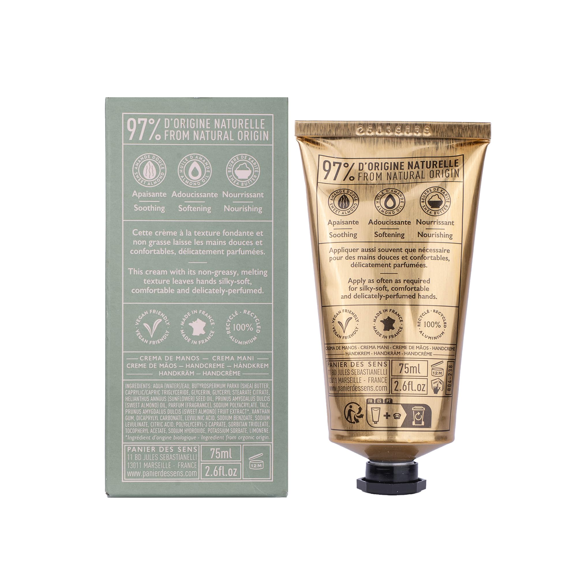 Panier des Sens crema de manos, producto elaborado en Francia con control dermatológico
