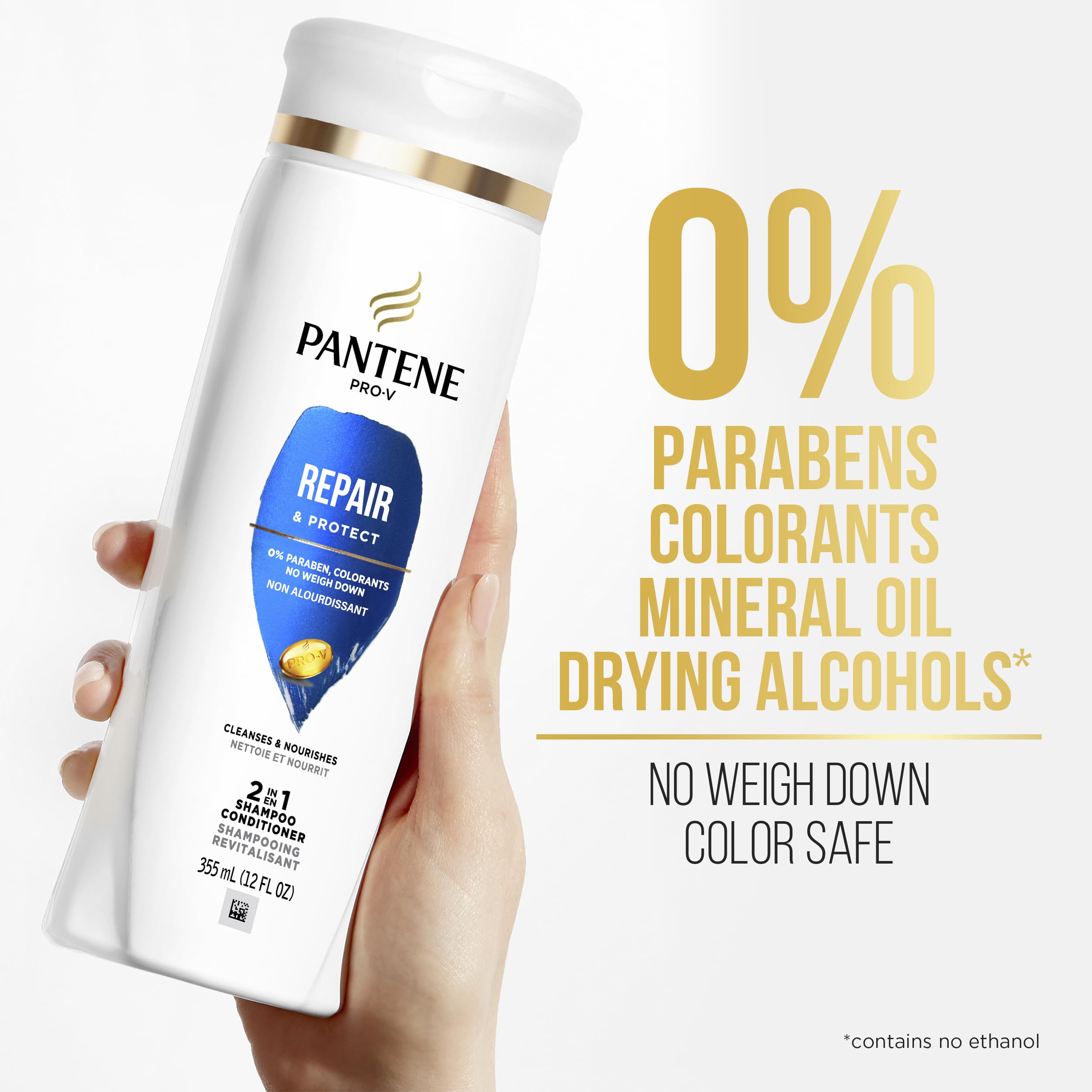 Pantene 2 en 1 desenredado fácil para peinado rápido.