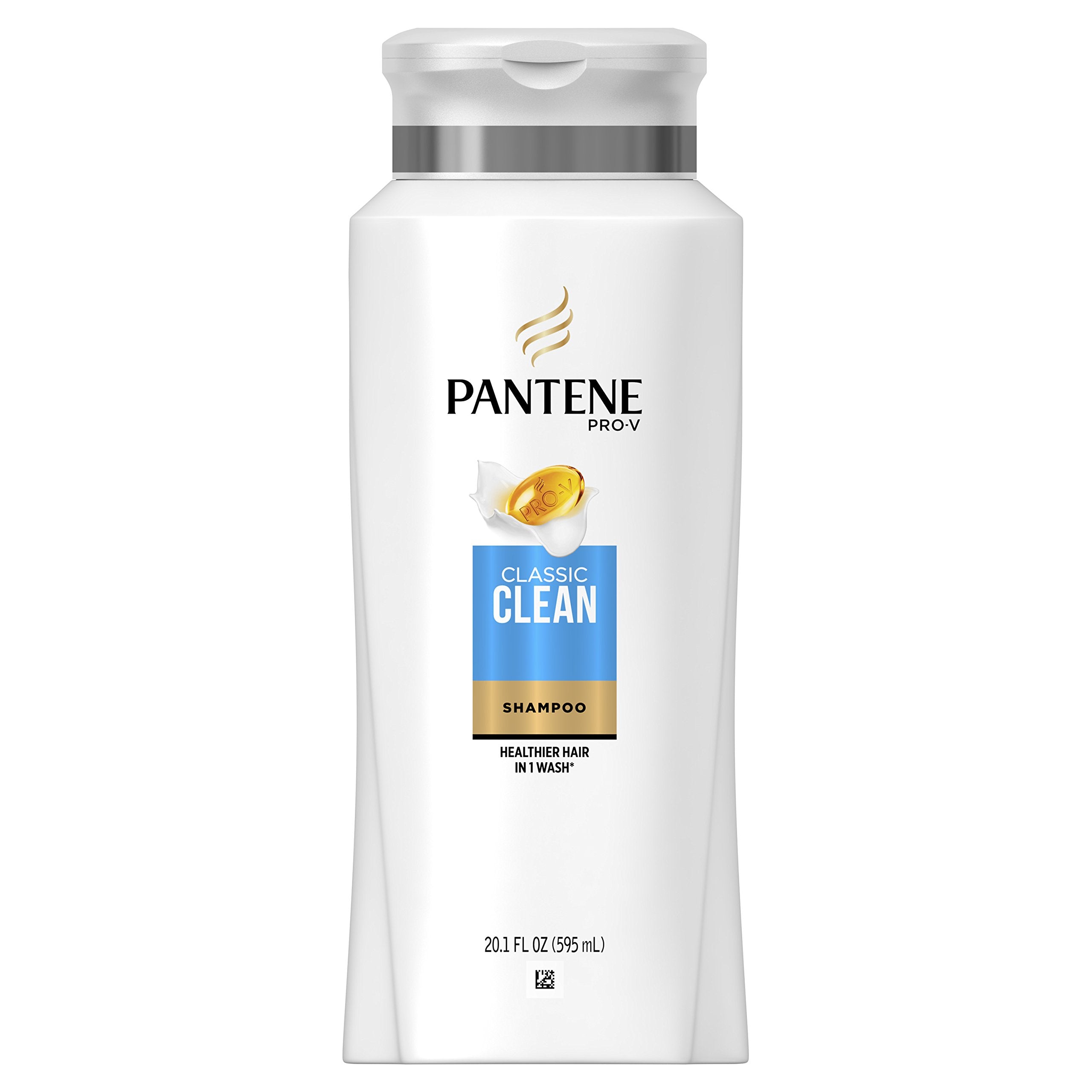 Pantene Pro-V Classic Clean, botella visible, promueve cabello limpio y suave.