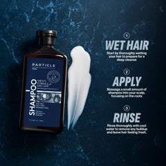 Particle Hair Thickening Shampoo masculine scent enhances post-shower confidence
