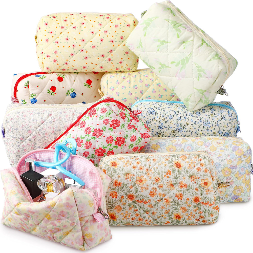 Paterr bolsas maquillaje floral acolchadas, estilo y organización para cada día