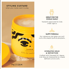PATTERN Styling Custard, définition-boucles: hydratation et brillance naturelle.
