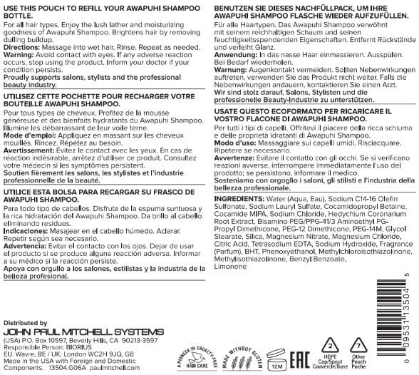 Paul Mitchell Awapuhi Shampoo, uso diario mantiene humedad y ligereza.