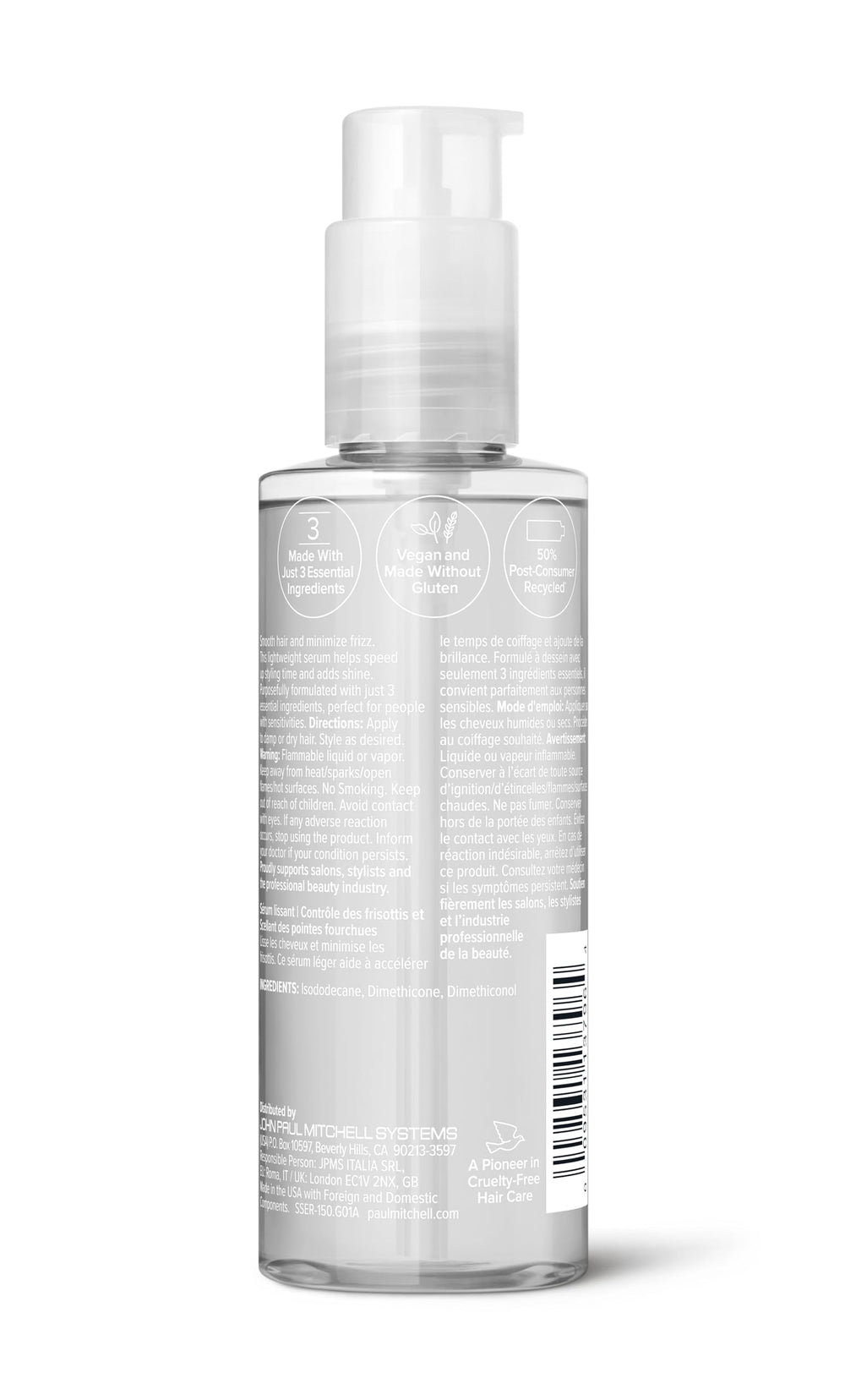Paul Mitchell Clear Smoothing Serum, uso diario para cabello suave y manejable.