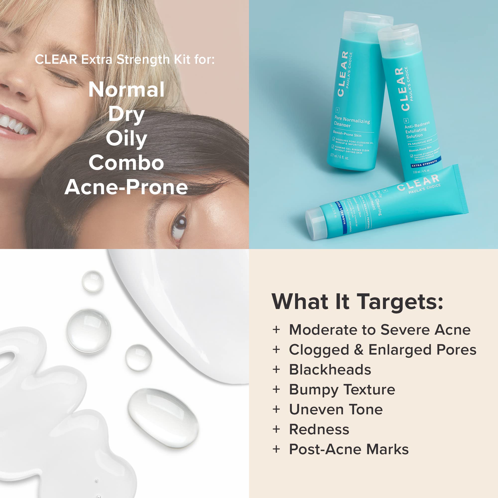 Paula's Choice Clear Extra Strength Acne Kit — hydratant léger pour l'équilibre cutané.