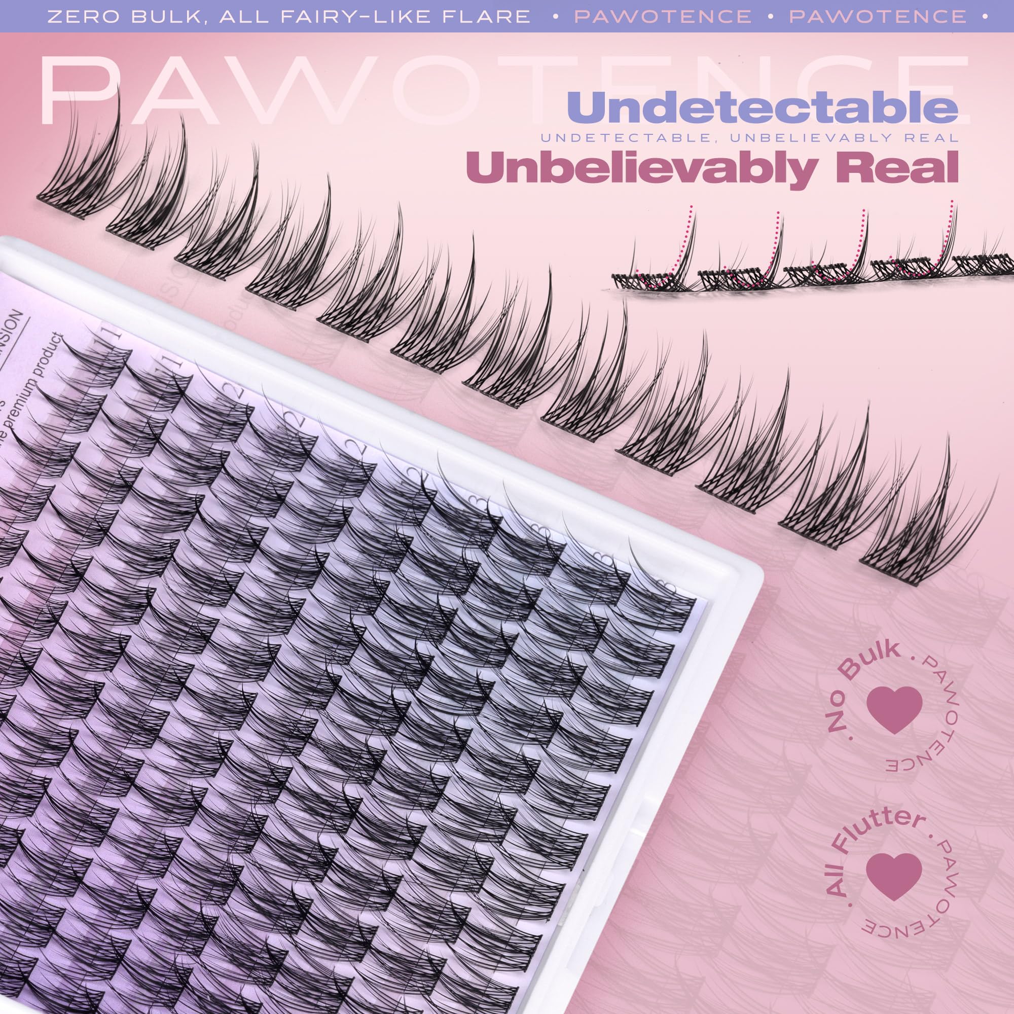 Pawotence fibra premium crea efecto flutter suave y natural.