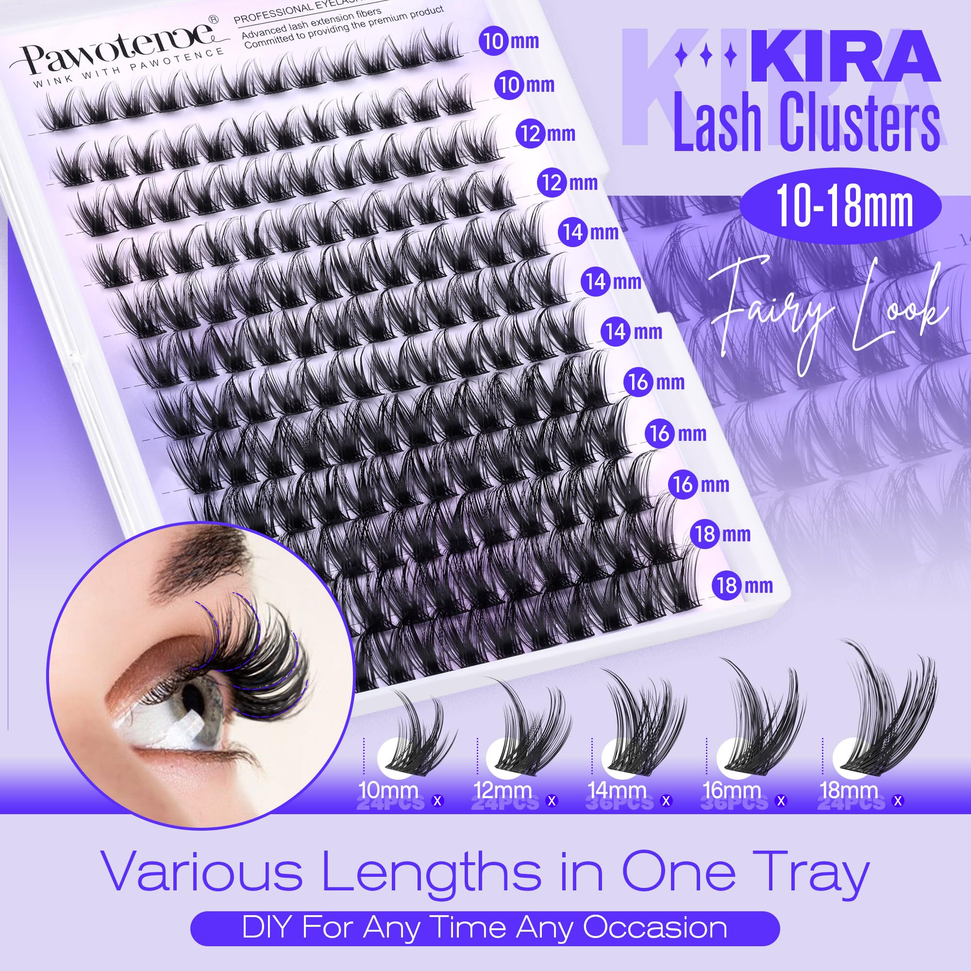Pawotence Kira Lash Clusters, banda-suave para uso cómodo