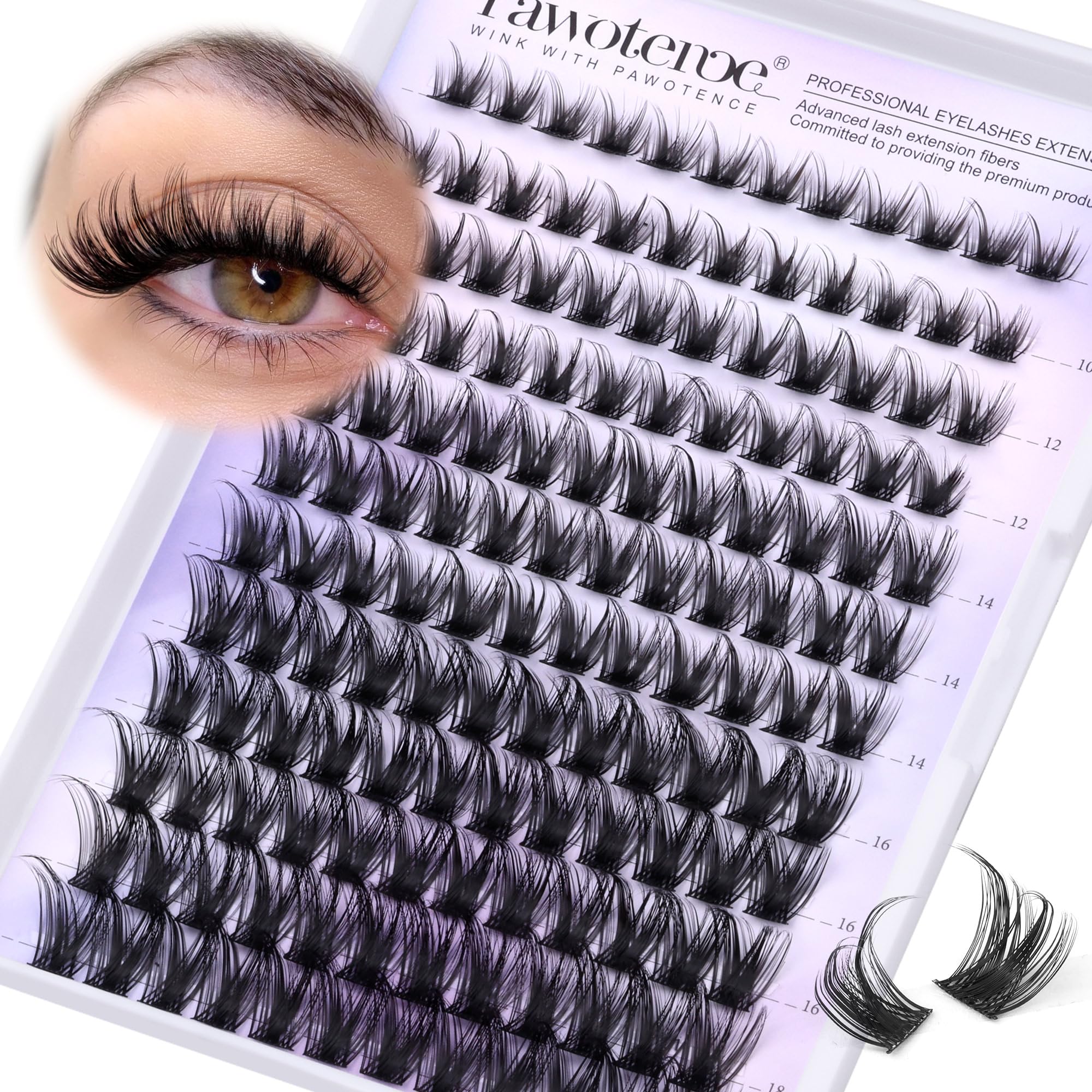 Pawotence Kira Lash Clusters, caja-empaque práctica para guardar pestañas
