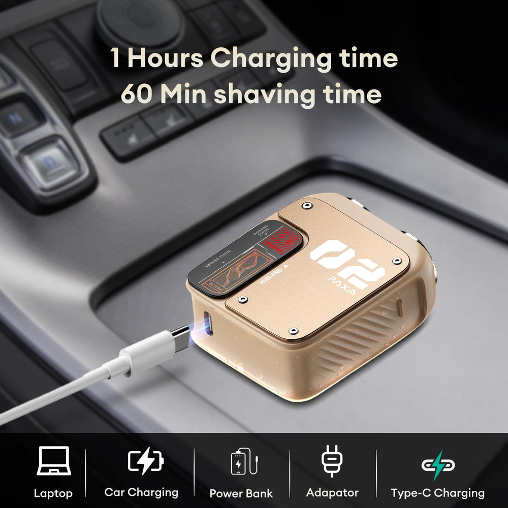 PAXA Mini cabezal magnético reduce tirones para un afeitado suave.