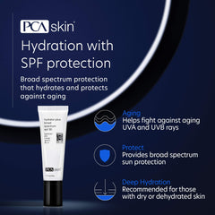 PCA SKIN Hydrator Plus, crema solar SPF30 para rostro y cuerpo, ideal para días de playa.