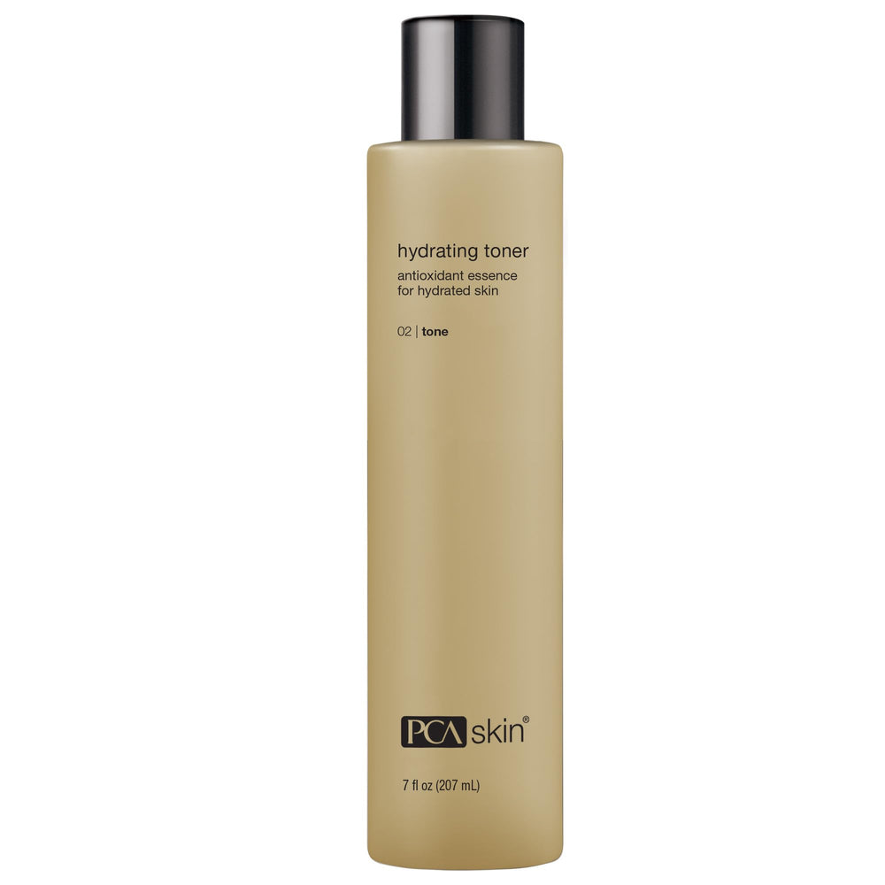 PCA SKIN Hydrating Toner como parte de la rutina con serums y SPF.