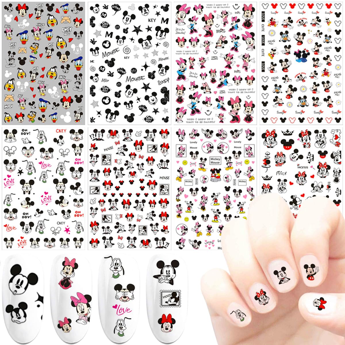 PDFADSK pegatinas uñas 3D con dibujos animados para decoración rápida de uñas.