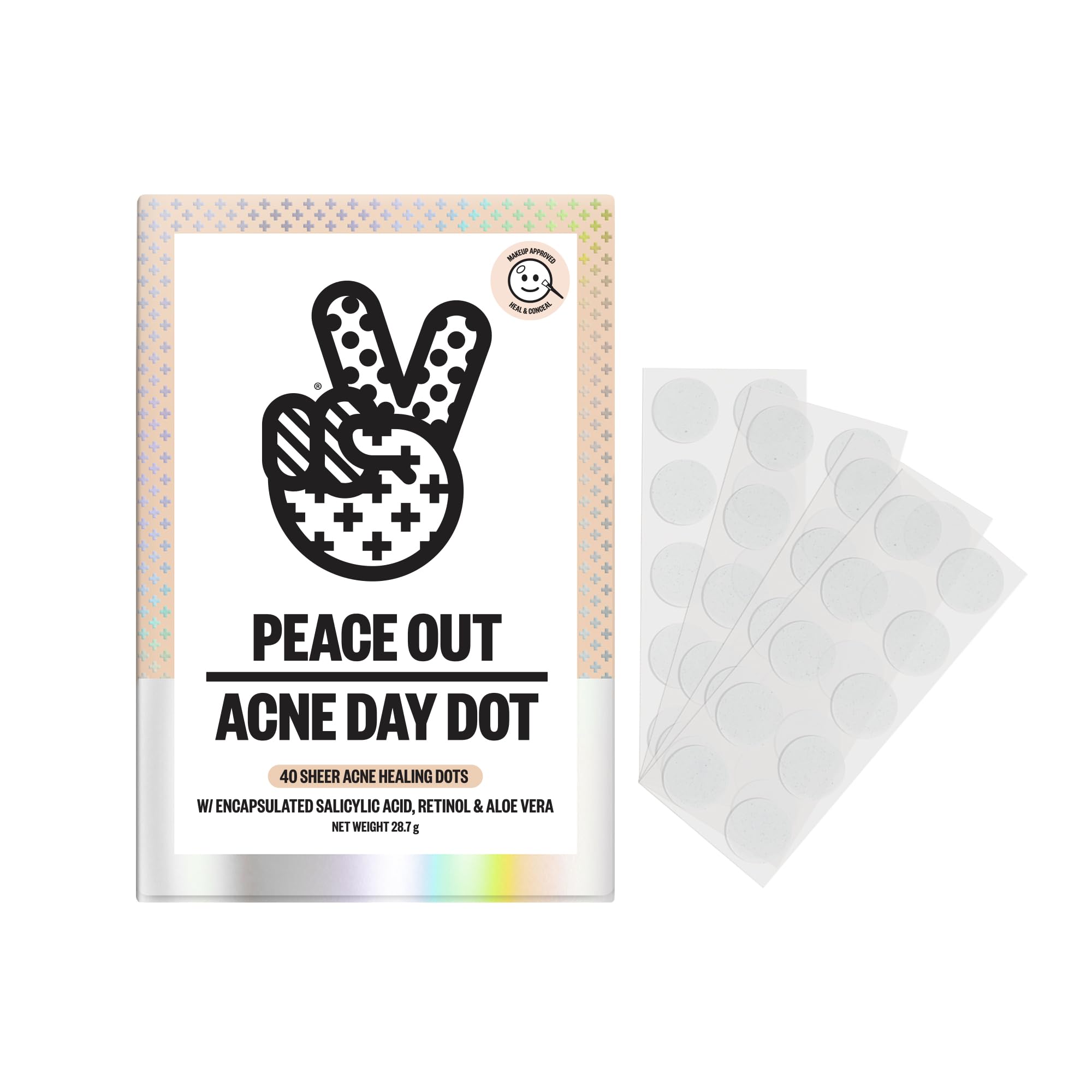 PEACE OUT Acne Day Dot parche discreto para uso diurno, protege imperfecciones.