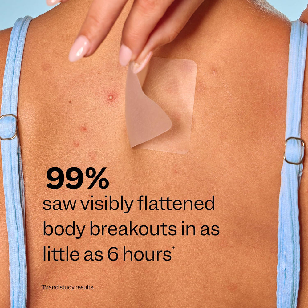 Peach Slices packaging highlights clinical, derm-approved design and six patches.