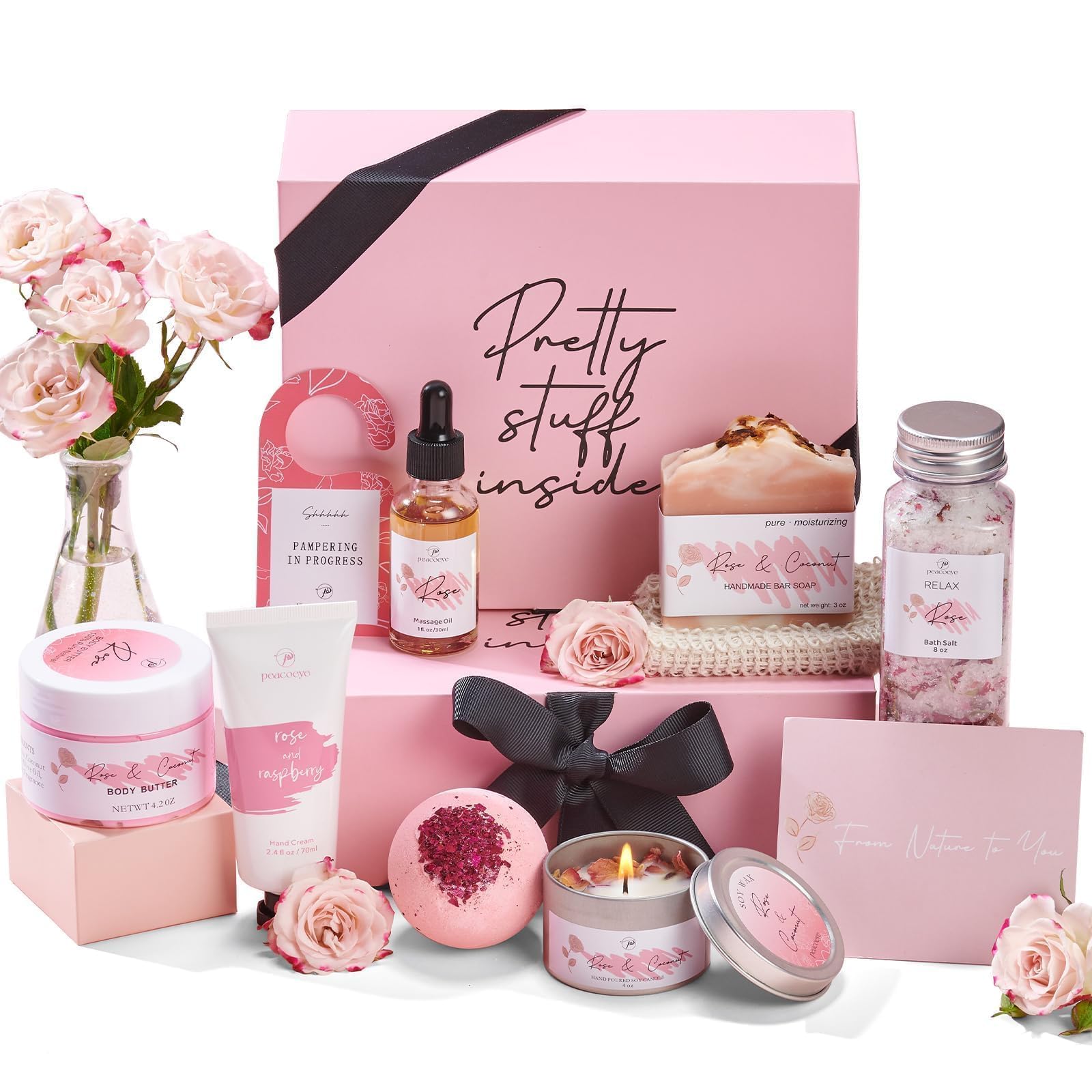 Peacoeye Rose Petal Scented Soy Candle for calming ambiance and self-care moments