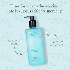 Pouring Pecksniff's Hand Wash reveals creamy lather and a soothing scent.