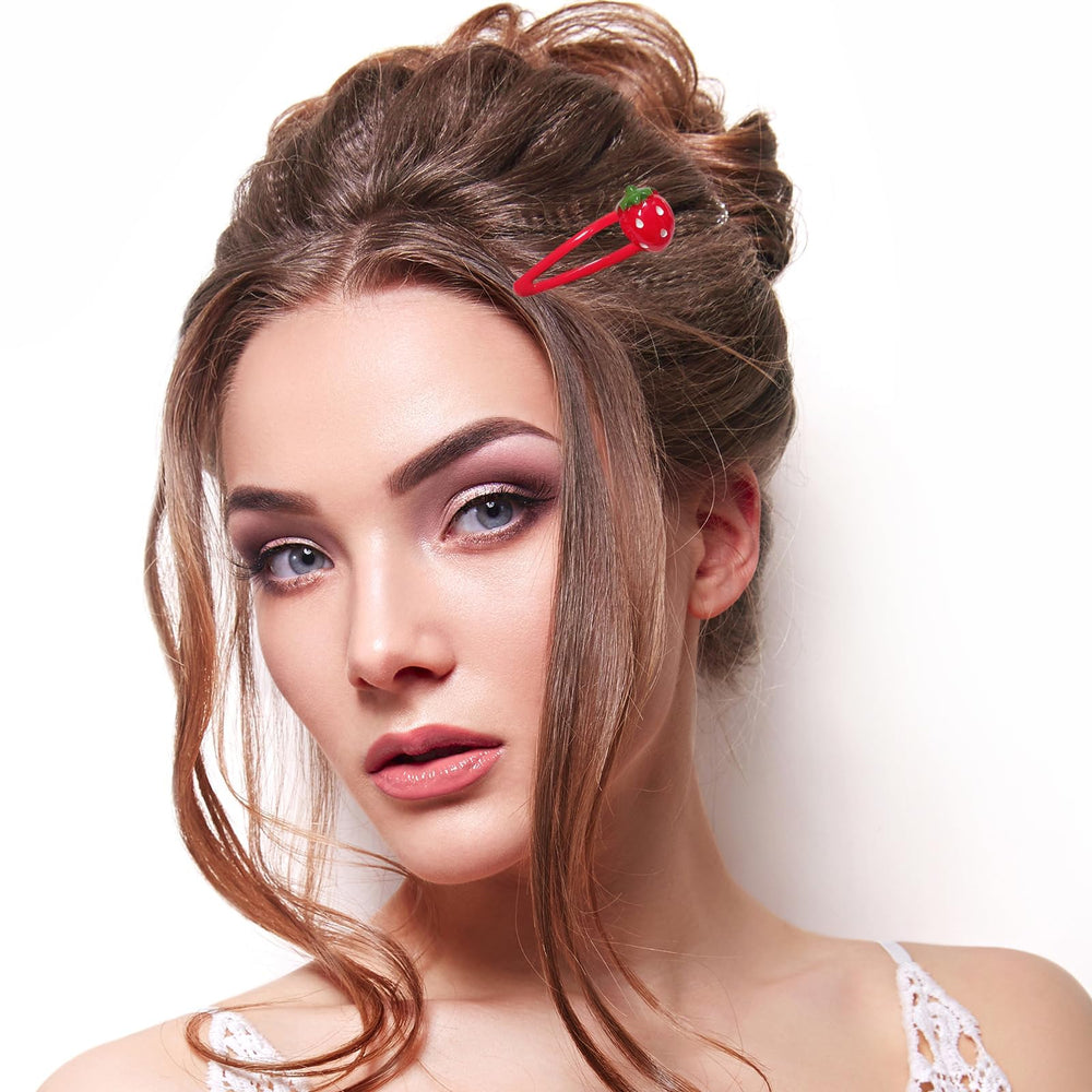 Pin de pelo Pejlnd fresa metal rojo, perfecto para fiestas.