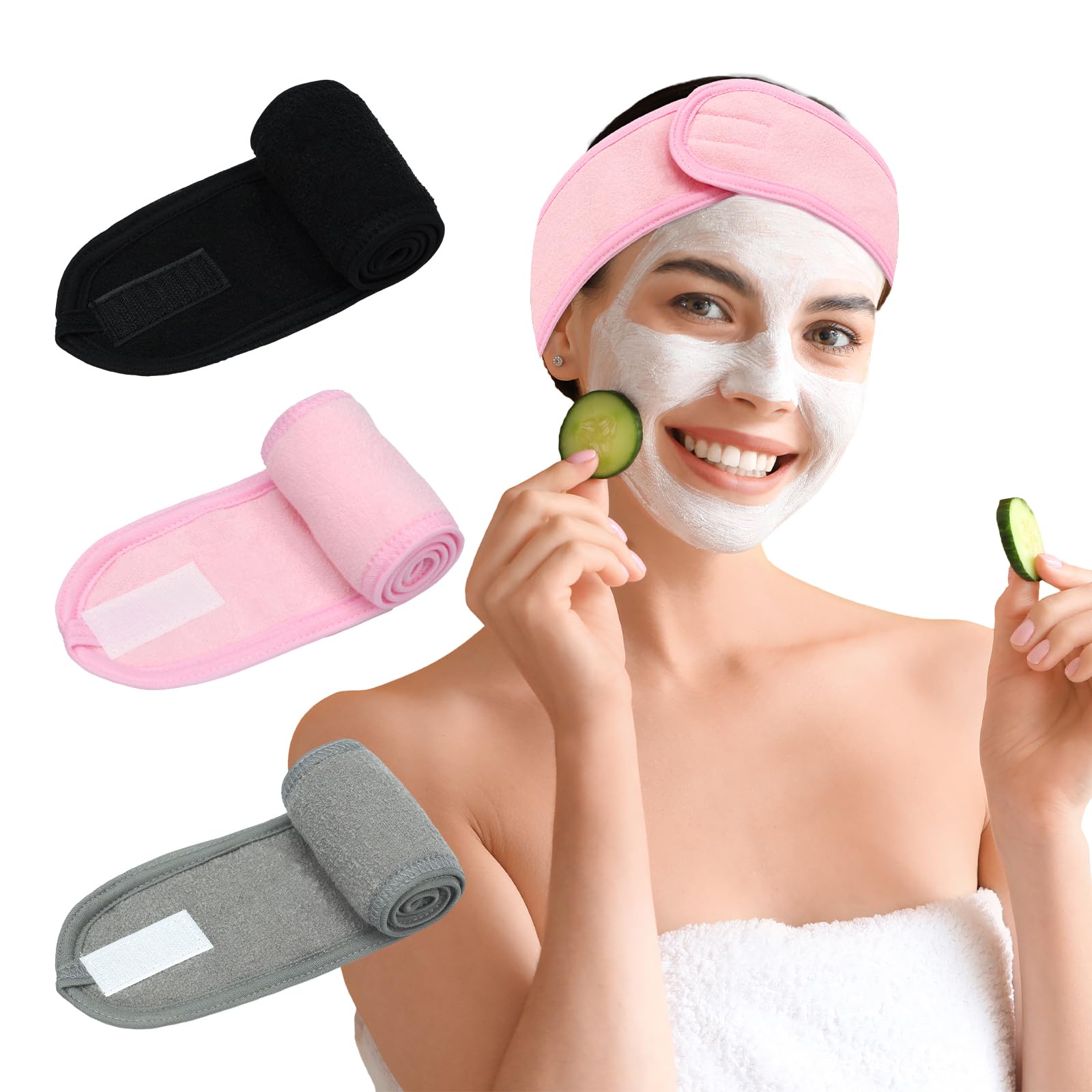 Pejnl banda facial tres colores, ajuste cómodo para limpieza facial.