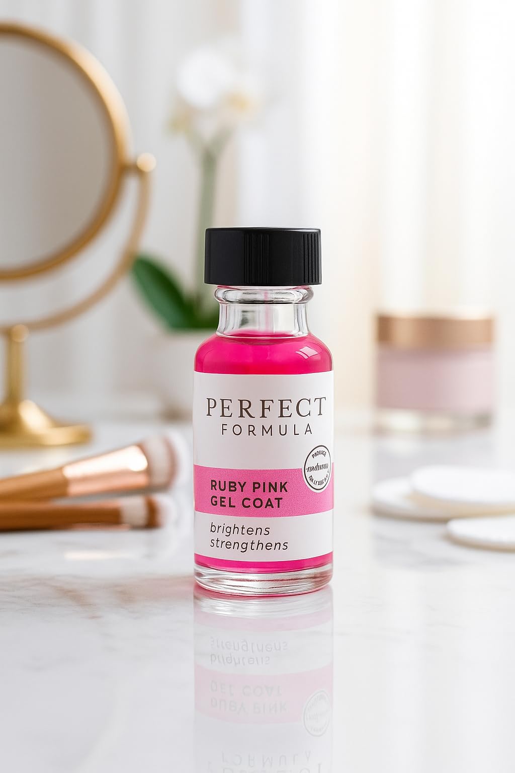Perfect Formula capa de gel rosado rubí secado ultra rápido.