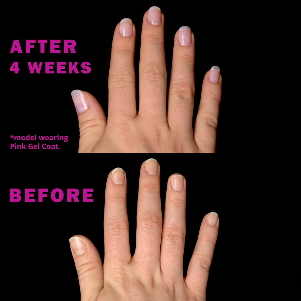 Perfect Formula capa de gel rosado rubí para uñas dañadas y fortalecimiento.