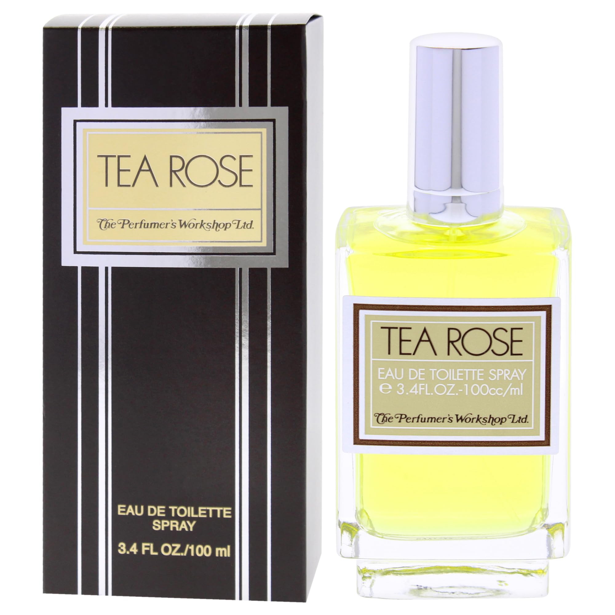 Perfumer's Workshop Rosa de Té, frasco-detalle, brillo elegante para colección.