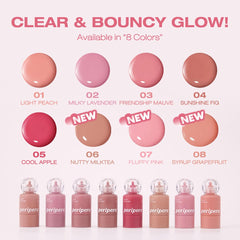 Peripera Syrupy Tok Cheek dewy finish closeup emphasizes luminous, natural blush.