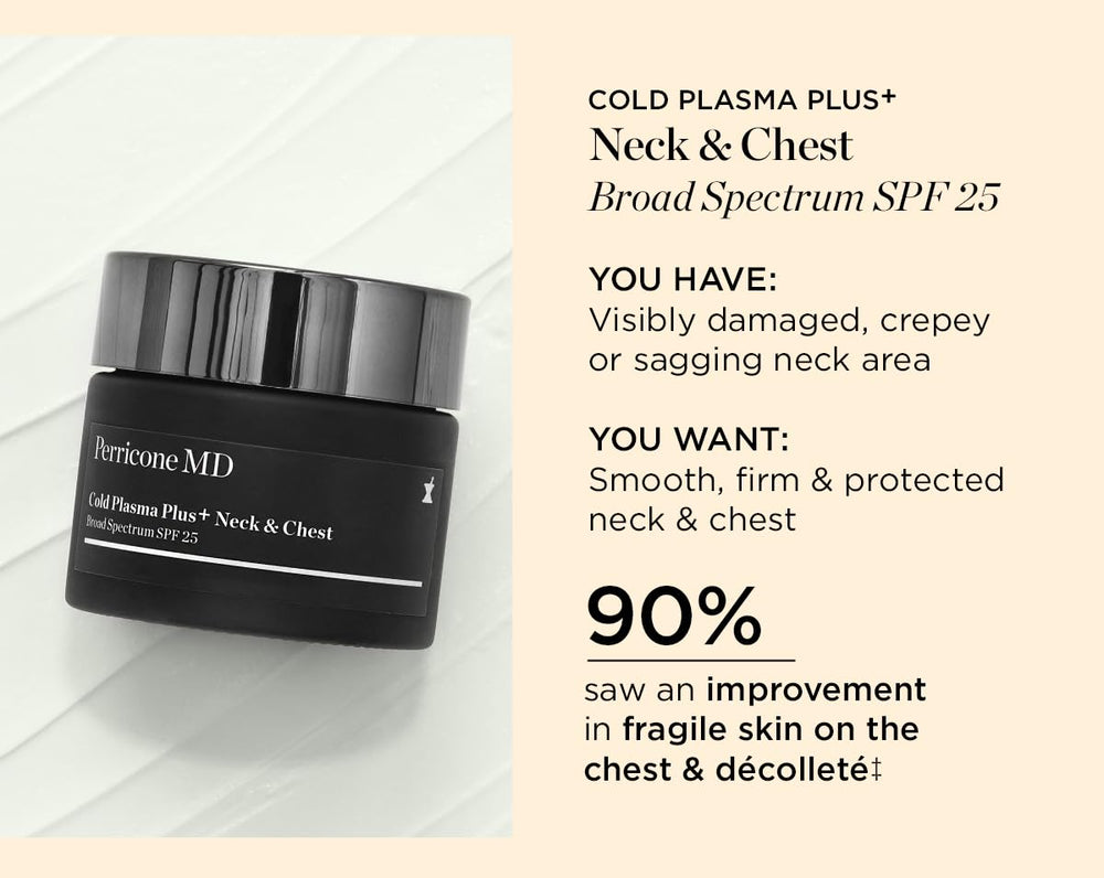 Perricone MD Cold Plasma SPF25 para cuello y escote, protección diaria.