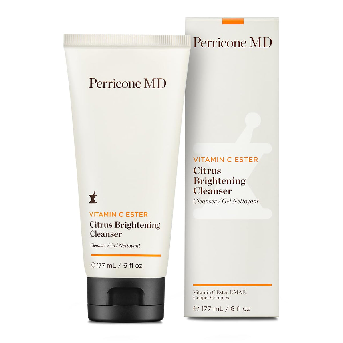Perricone MD Vitamina C Ester limpiador cítrico en botella para piel más radiante.