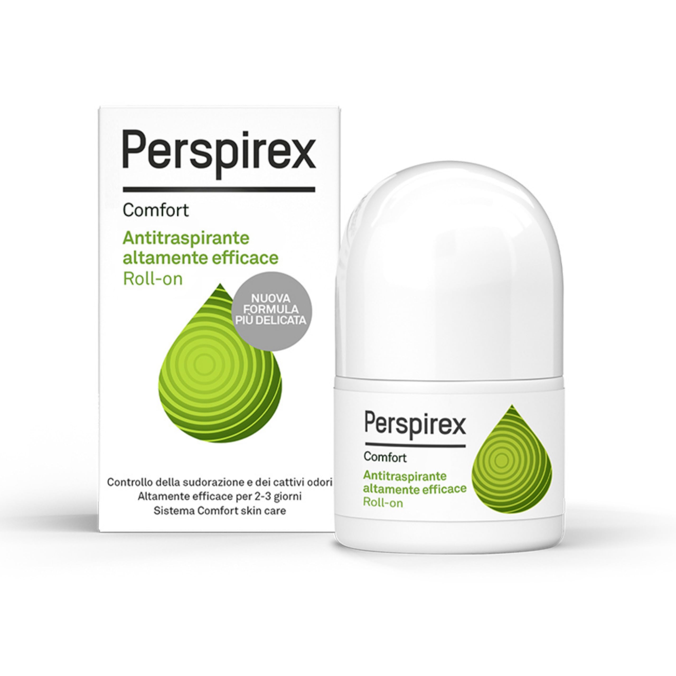 Perspirex Comfort roll-on 20 ml, vista frontal, protección duradera y discreta.