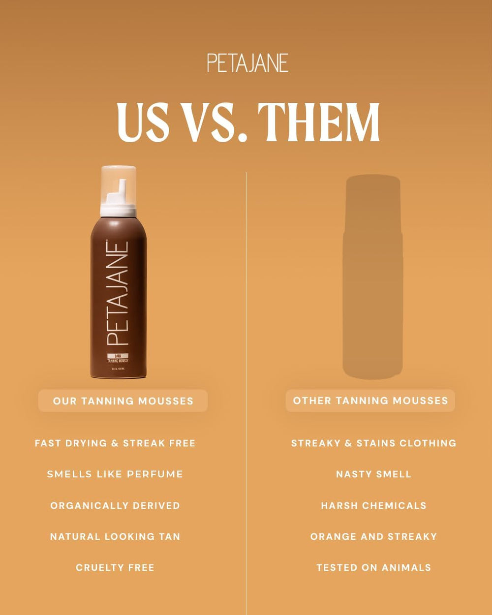 Envase ecoamigable de la mousse bronceadora Peta Jane