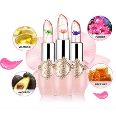 Petansy labial cristal flor cambia color según temperatura para look personalizado.