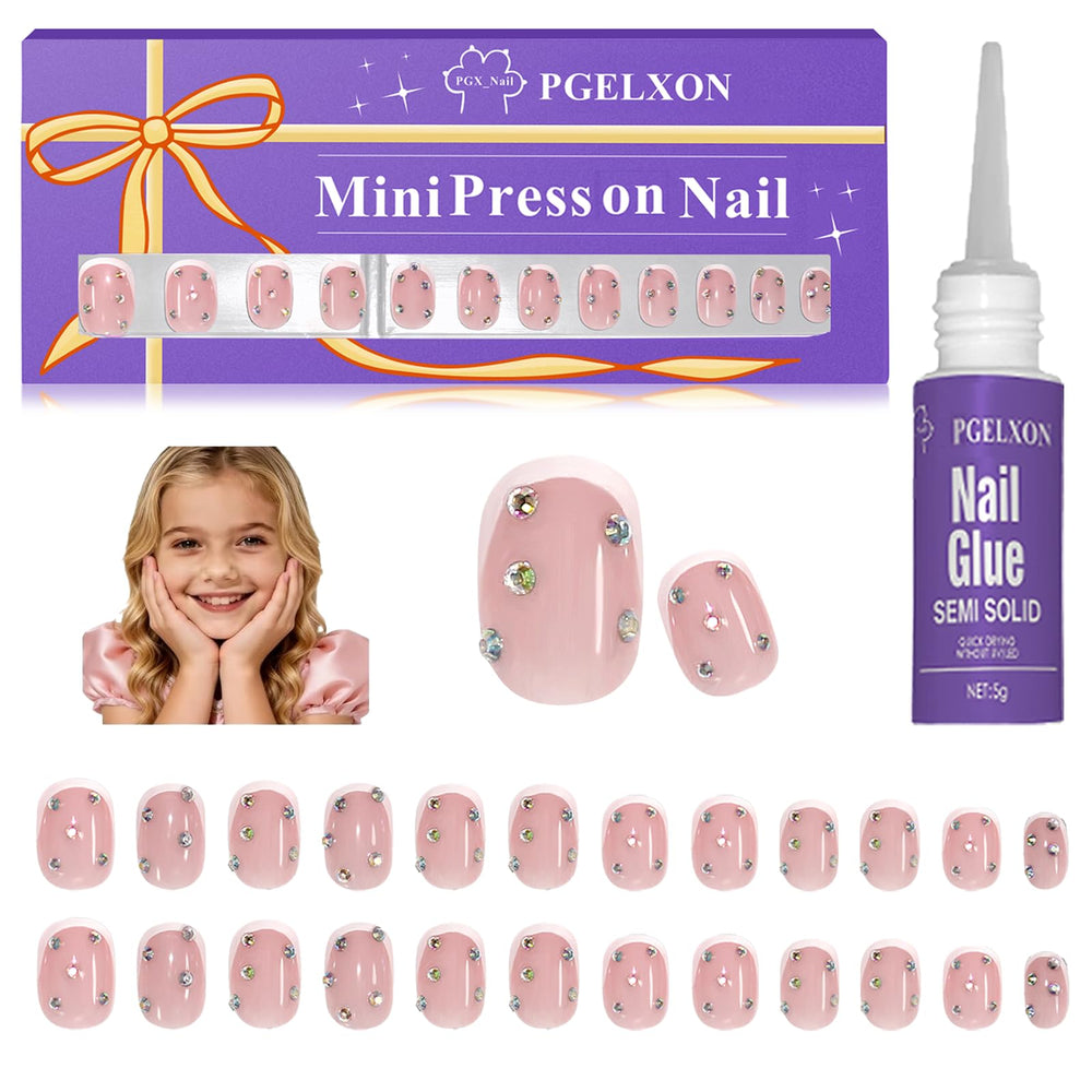 Uñas francesas 3D de PGELXON para niñas, acabado vistoso para fiestas.