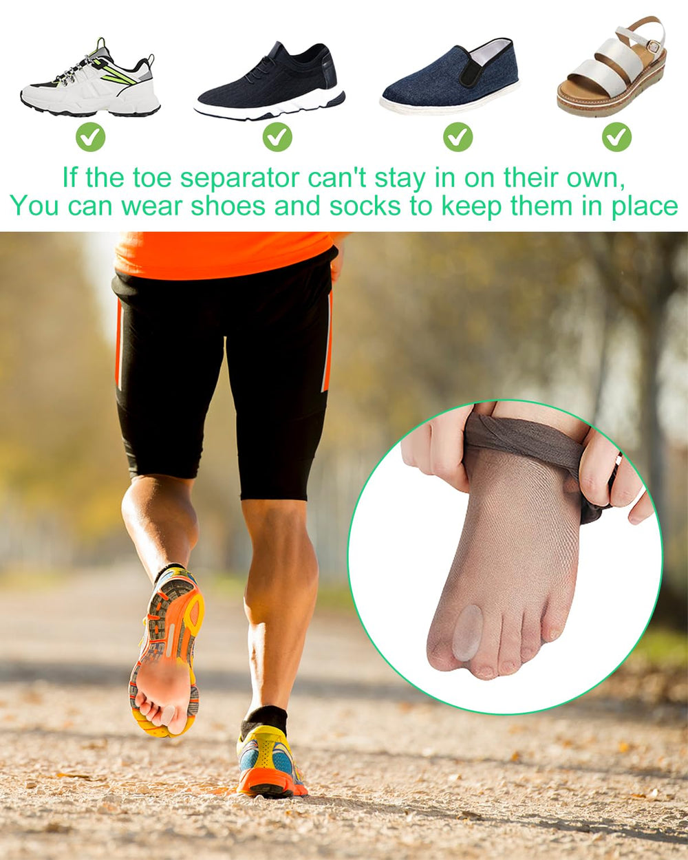 PGRODE separadores para dedos en gel con ajuste estable, ideal para caminar