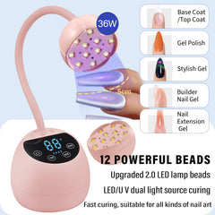 La lámpara PHain UV-LED con 3 tiempos y LCD facilita el curado.
