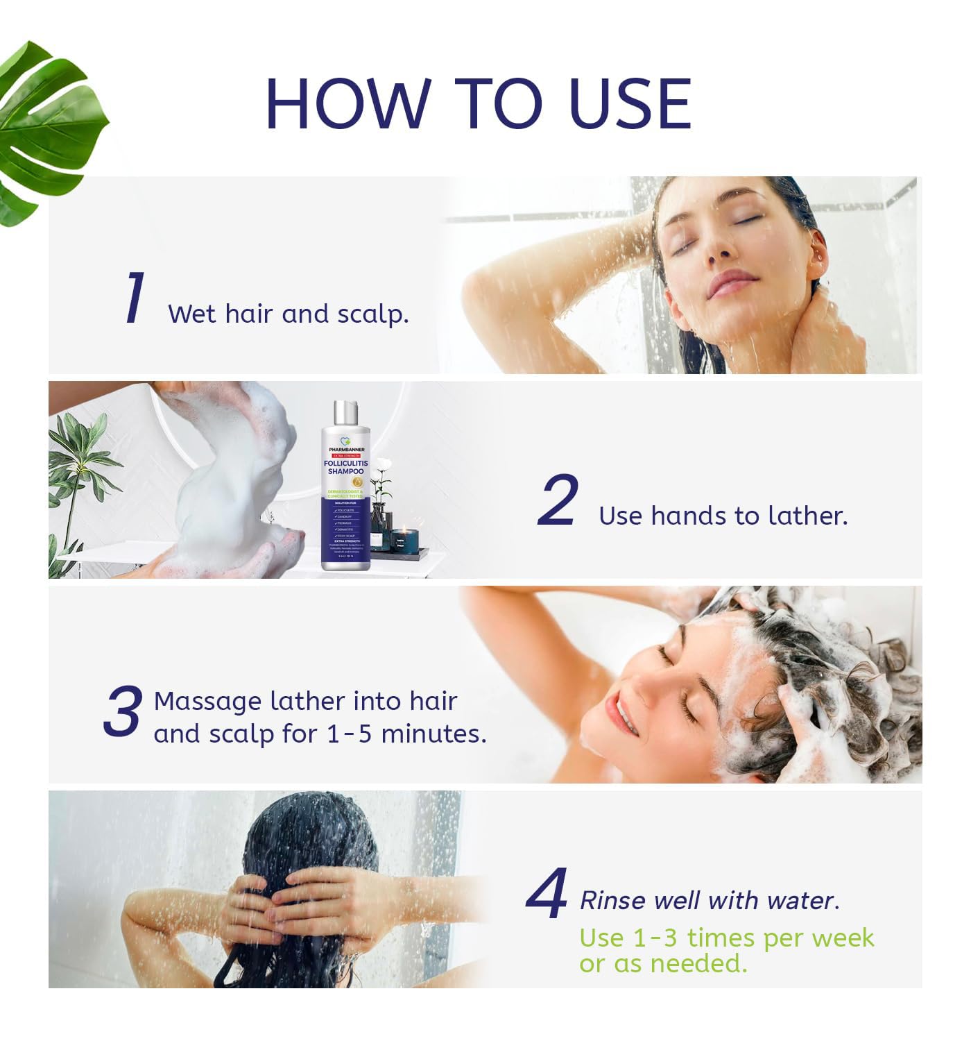PHARMBANNER Champú antifúngico: cabello sin irritación tras el lavado.