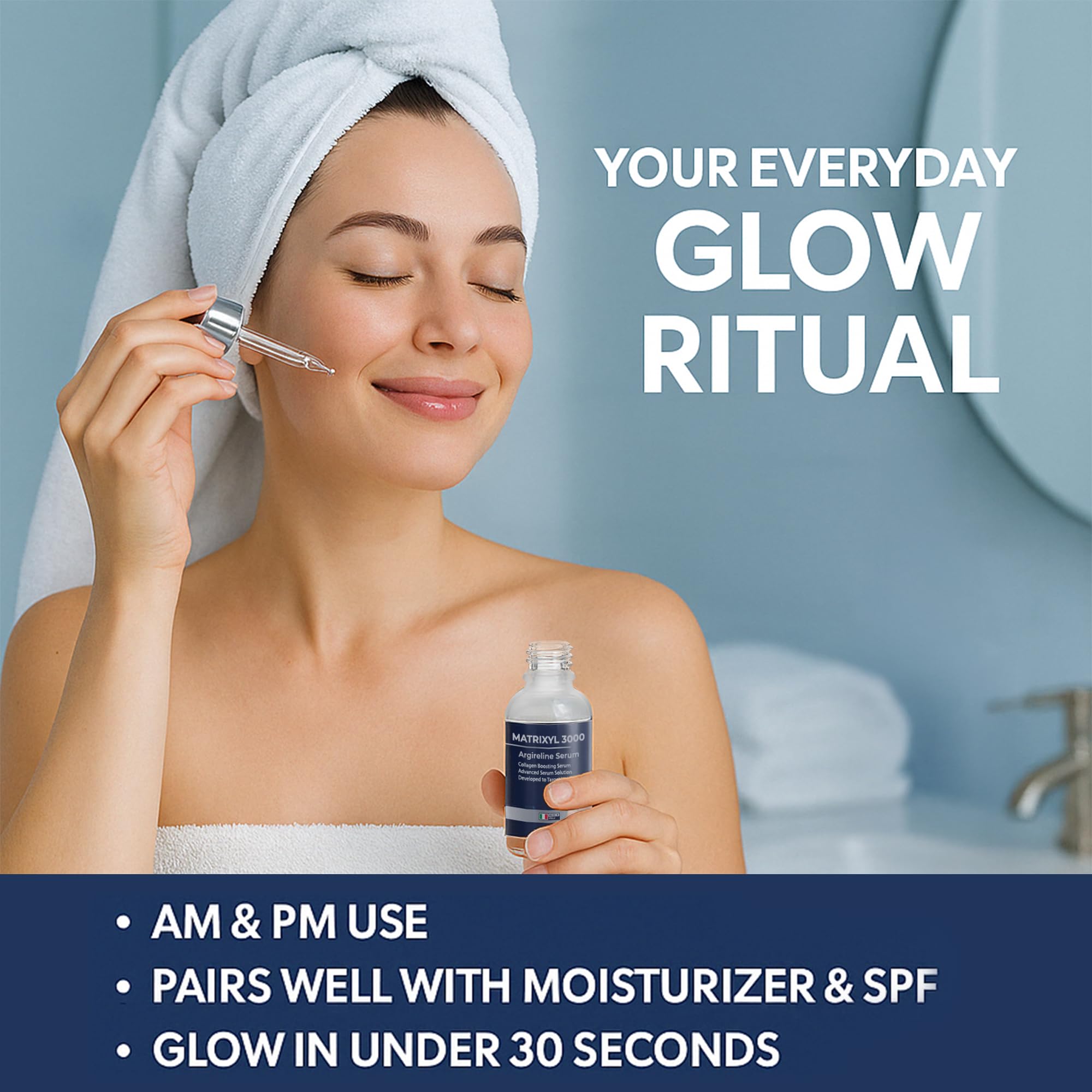Pharmlitalia Anti-Aging Serum packaging on a vanity.