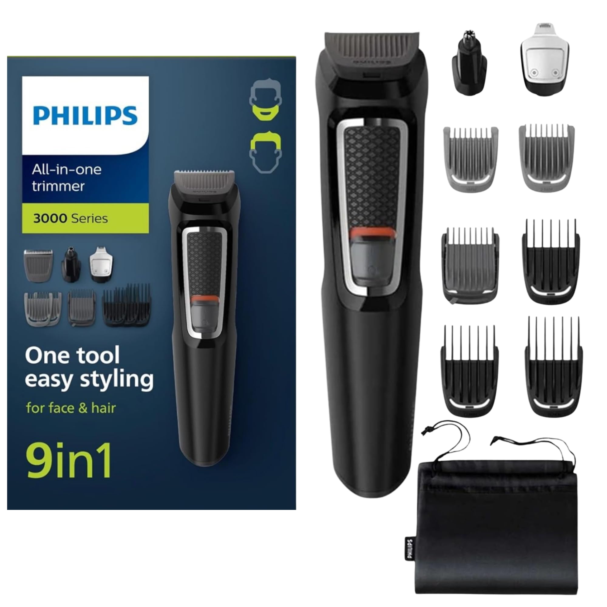 Philips Norelco Multigroom 13 piezas: versatilidad para rostro, cabeza y cuerpo.