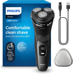Afeitadora Philips 3000 con cabezas 5D Pivot y Flex para seguir las curvas.