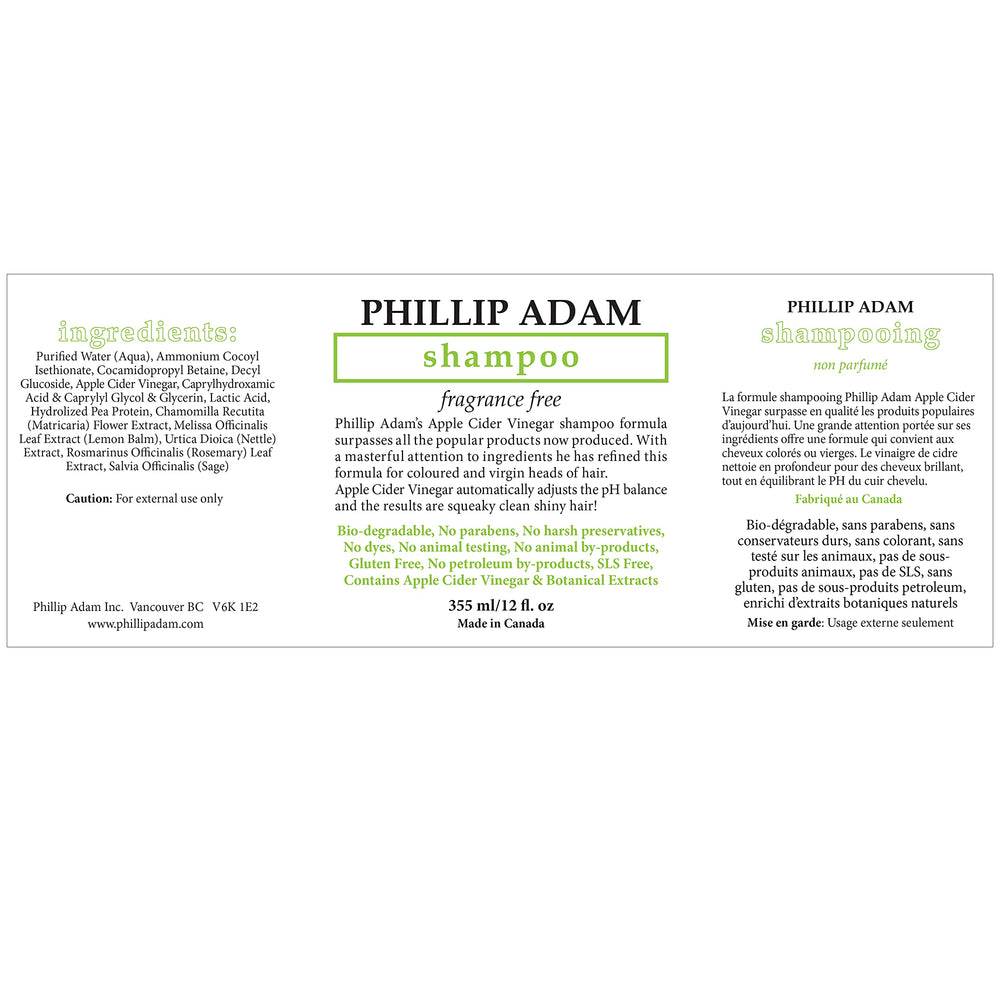 Phillip Adam shampoo sin fragancia, espuma suave para una limpieza delicada