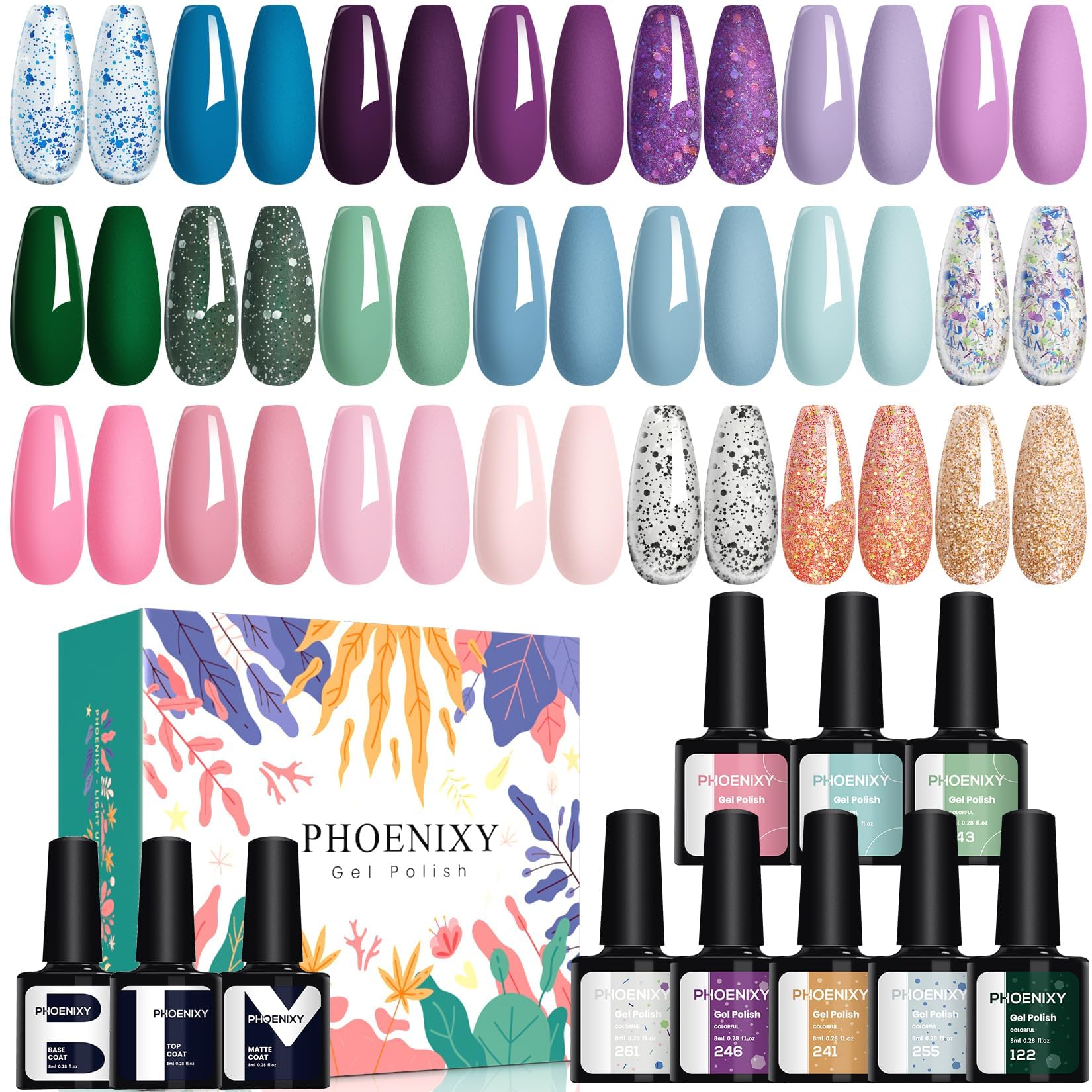Phoenixy laca gel azul brillante para uñas, color intenso y duradero