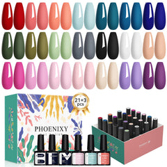 Phoenixy set de esmalte gel 21 colores para uñas brillantes y duraderas