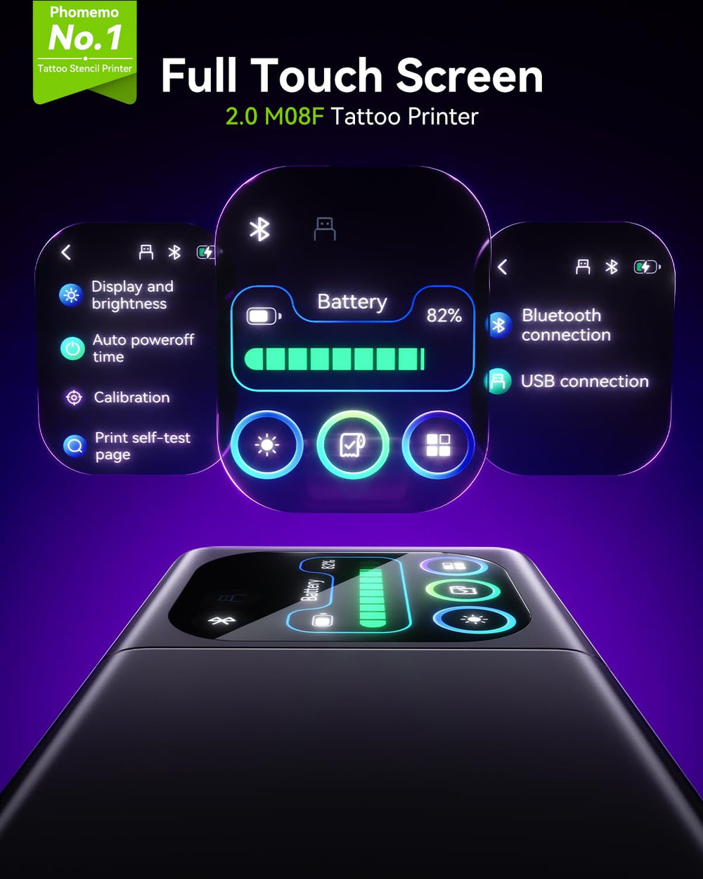 Phomemo M08F Plus, pantalla táctil para control rápido durante el diseño
