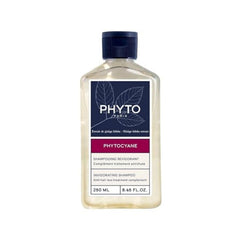 PHYTO PHYTOCYANE botella de champú; cuidado suave para el cuero cabelludo.