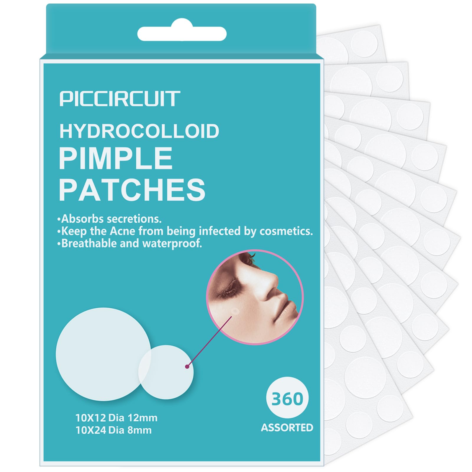 PICcircuit pimple patch 8mm, discreet overnight healing.