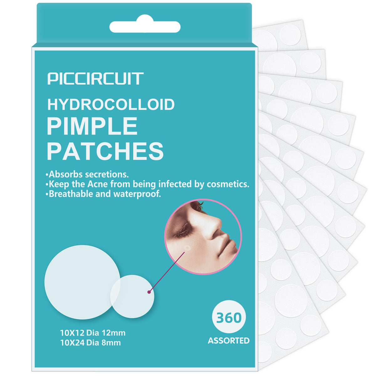 PICcircuit pimple patch 8mm, discreet overnight healing.