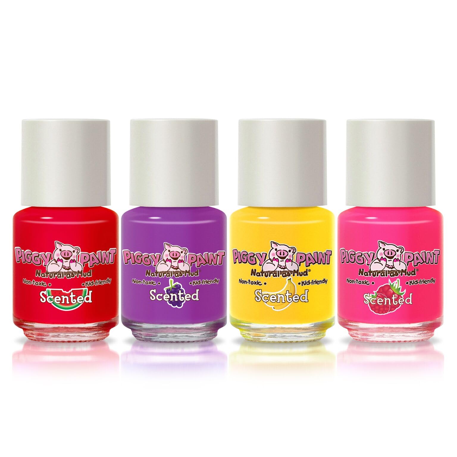 Piggy Paint Scented botellas de colores variados para uñas infantiles.