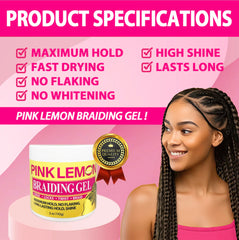 PINK LEMON Braiding Gel texture close-up shows smooth glide.