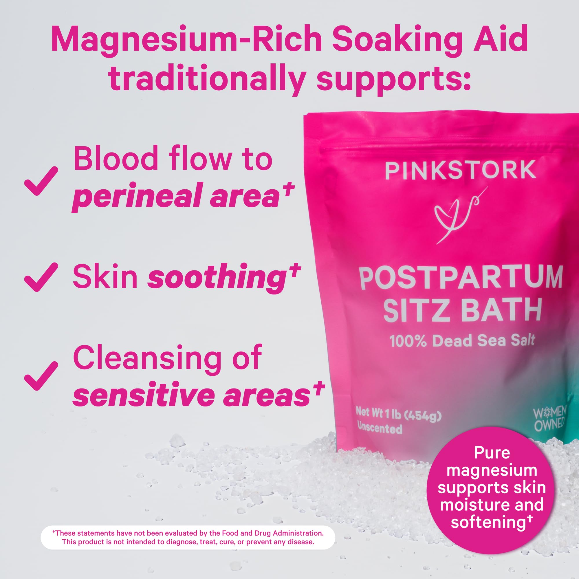 Ingredientes con sal del Mar Muerto en Pink Stork para piel sensible