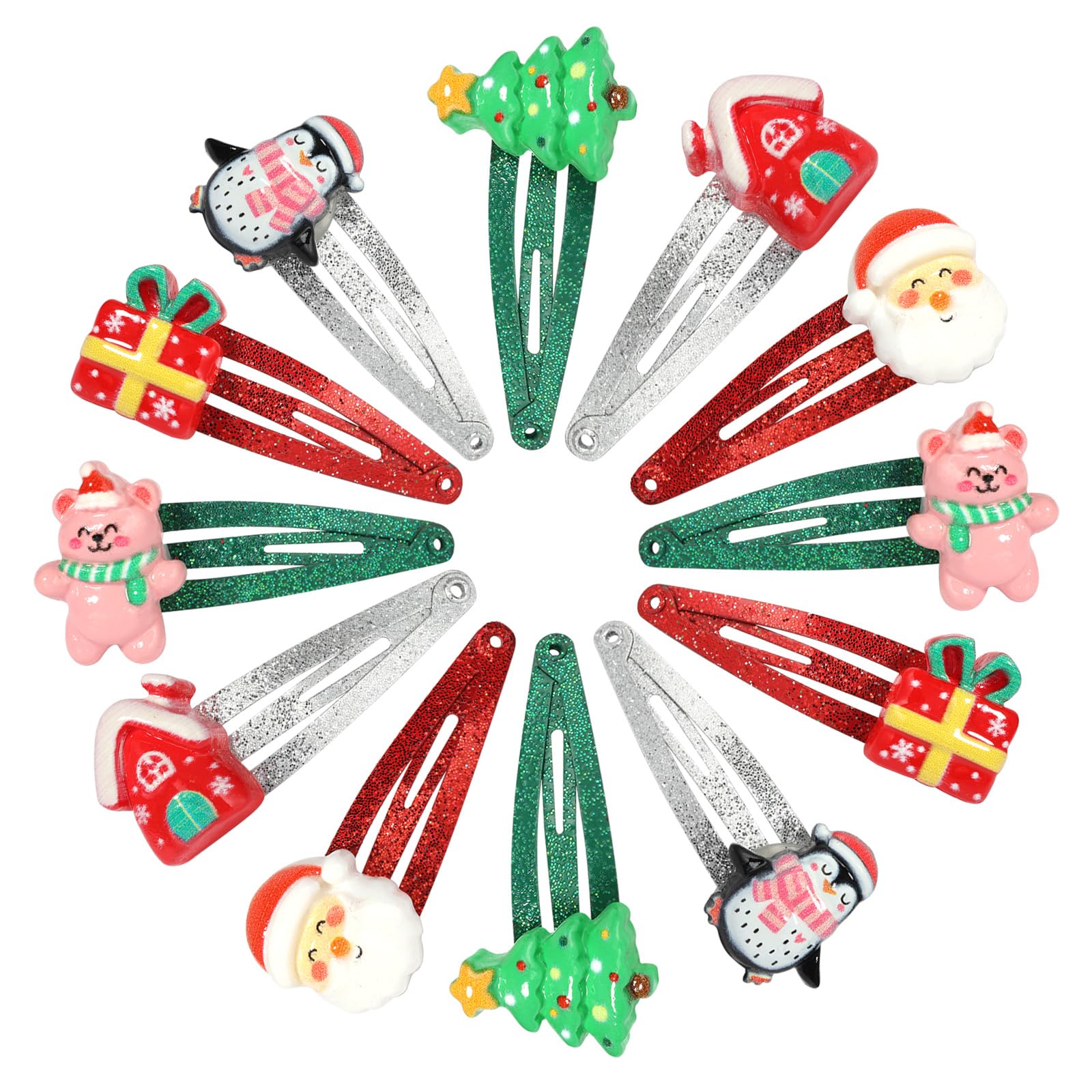 PinkSheep clips navideños con Papá Noel: accesorio seguro para cabello delicado